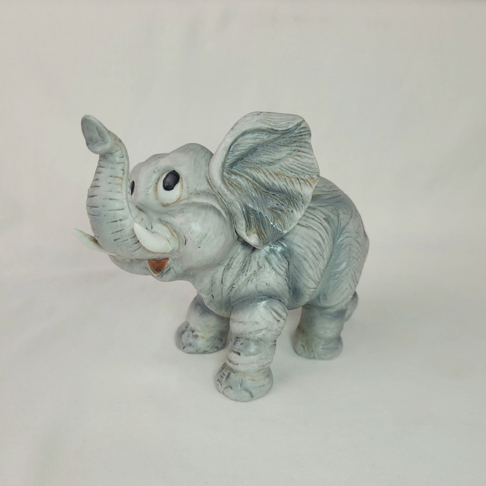 Vintage Andrea by Sadek Gray Ceramic Baby Elephant Figurine